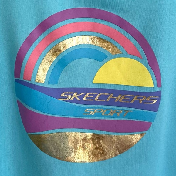 4/$20💥Skechers Sport Athletic Racerback Tank Top, Shimmer Sun & Beach Graphic - Picture 3 of 8